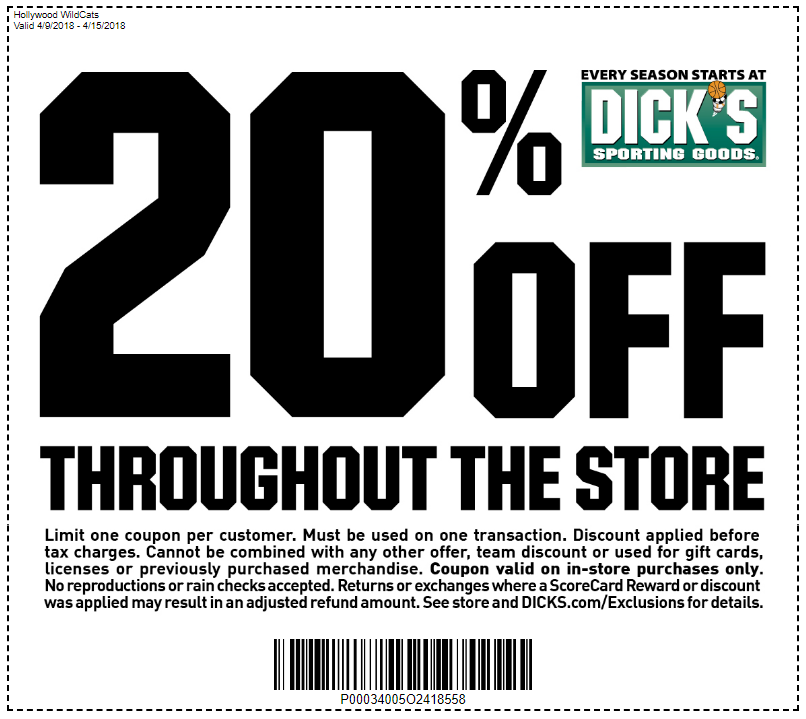 20% OFF at Dick's
